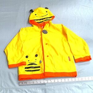 Skip Hop Zoo Yellow Bee Raincoat Toddler Rain Jacket with Hood & Pocket Cute 5/6